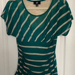 Green top with ruched side and lace back